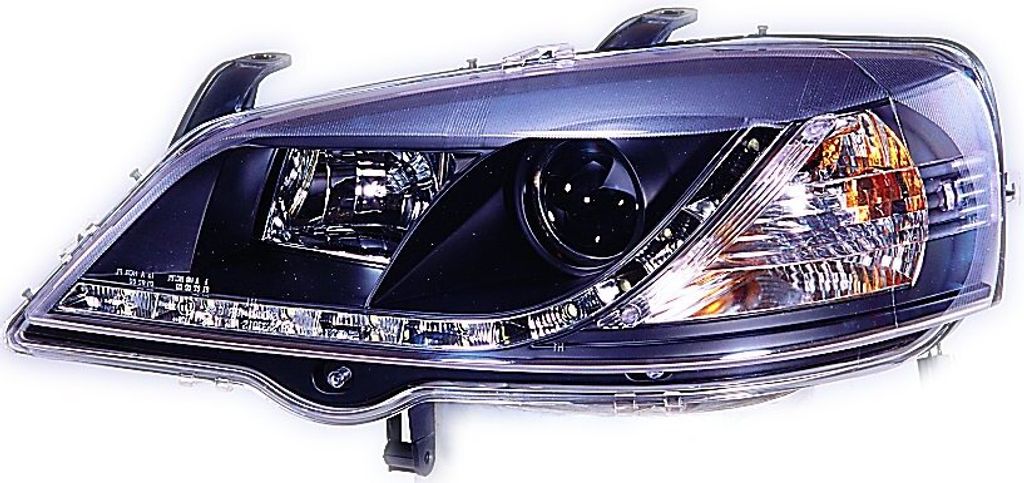 Dayline Scheinwerfer Set Opel Astra G m. R87 LED Tagfahrlicht schwarz