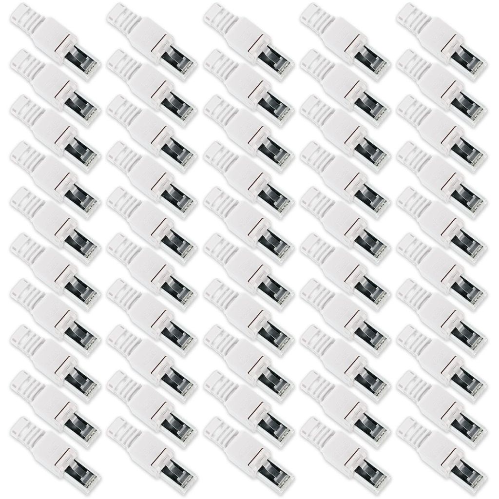 50x CAT 6A RJ45 Netzwerk Stecker Netzwerkstecker CAT 7 6 5 LAN Kabel werkzeuglos