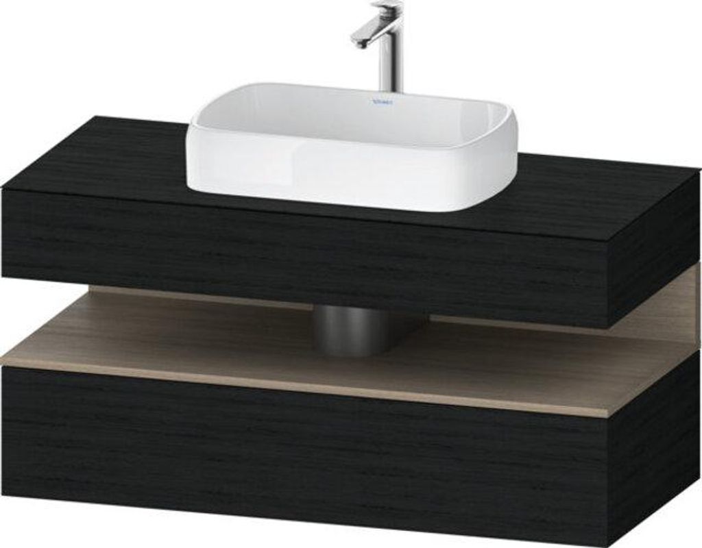 Duravit Qatego Konsolenwaschtischunterbau, 1 Auszug, 1 Schubkasten, Ausschnitt mittig, 1200x550x600mm, Nische Eiche Terra, QA4732035160010