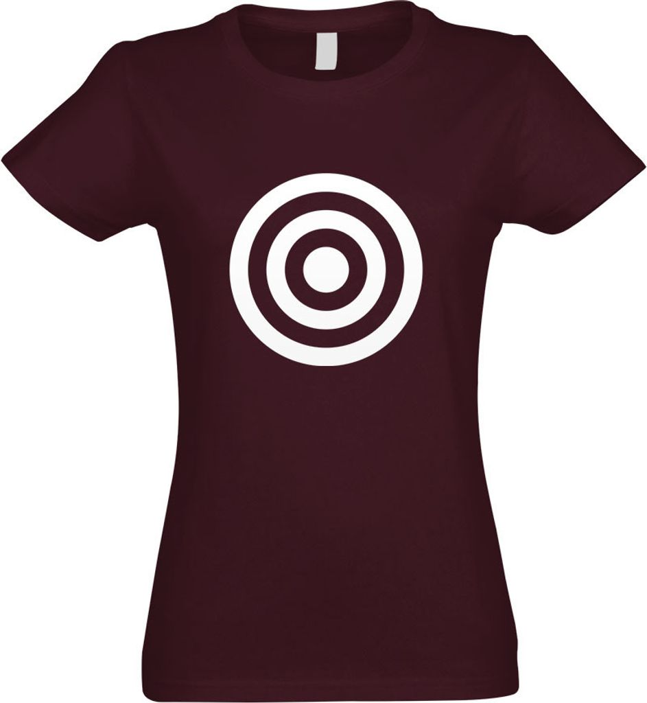 Kiwistar - T-Shirt tailliert - Damen - Burgund - Bullseye Zielscheibe RAF - mit Motiv Bedruckt - Funshirt Design - Sport - Freizeit - Damen - S