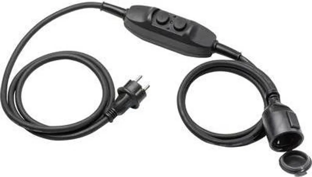 AS Schwabe 45222 Rallonge Électrique Noire 1,5m avec Disjoncteur FI