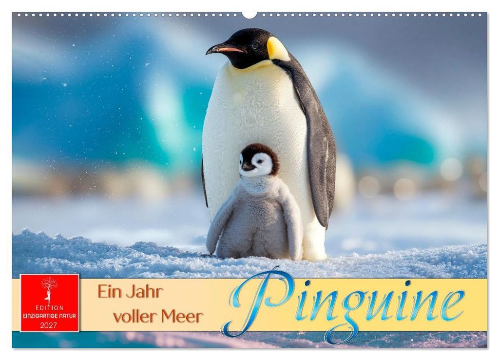 Pinguine - ein Jahr voller Meer (Wandkalender 2027 DIN A2 quer), CALVENDO Monatskalender