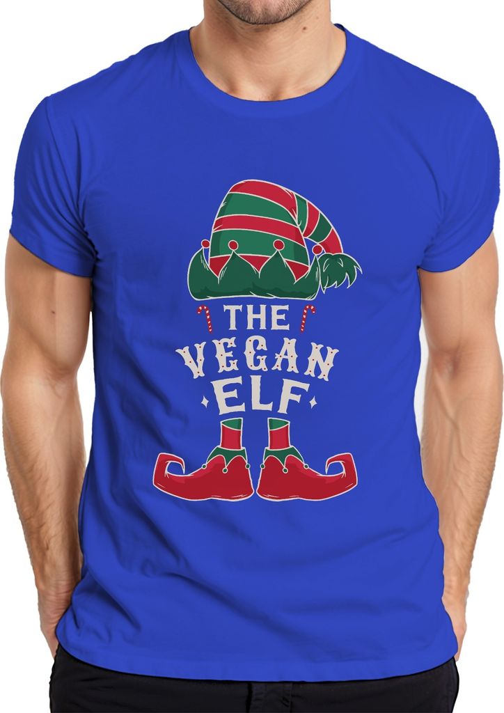 Vegan Elf Veganer - Weihnachten Weihnachtsgeschenk Christmas Herren T-Shirt, Blau, XXL