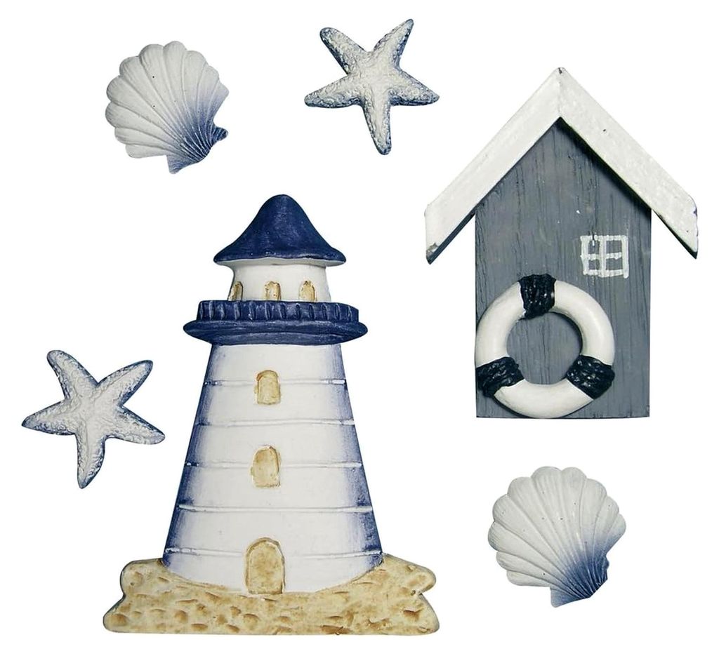 Hobby Maritime Streuteile Strandhaus, aus Polyresin, 6 Stück, 2 – 8 cm