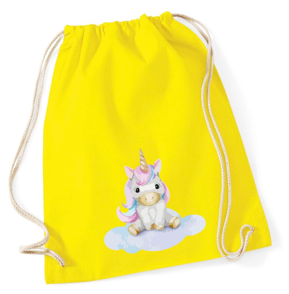 Huuraa Turnbeutel Einhorn Fabelwesen 12 Liter Yellow Baumwolle Rucksack Geschenkidee