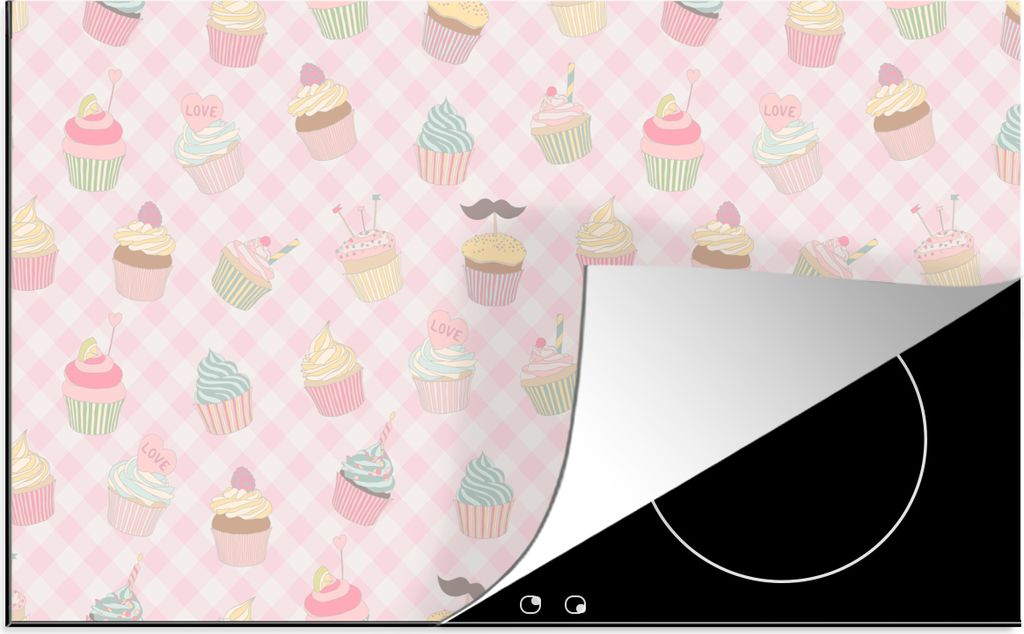 KitchenYeah Herdabdeckplatte Cupcakes - Valentinstag - Liebe - Design , 91x52cm, Küche Deko, Glaskeramikfeld Herdabdeckung, Abdeckplatte fùr Ko...