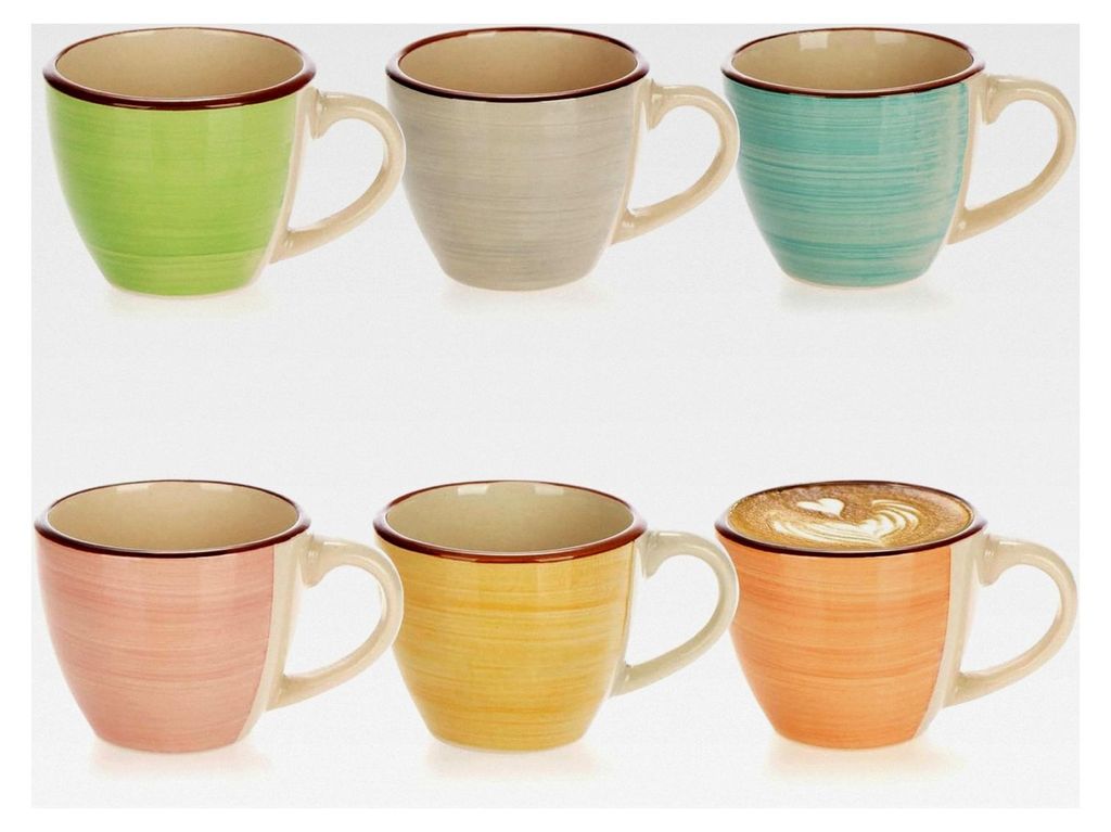 6 Espressotassen aus Keramik bis 125 ml - bunte Mokkatassen - handgefertigte kleine Kaffeetassen für Espresso, Mokka und Ristretto (6 Stück - gr...