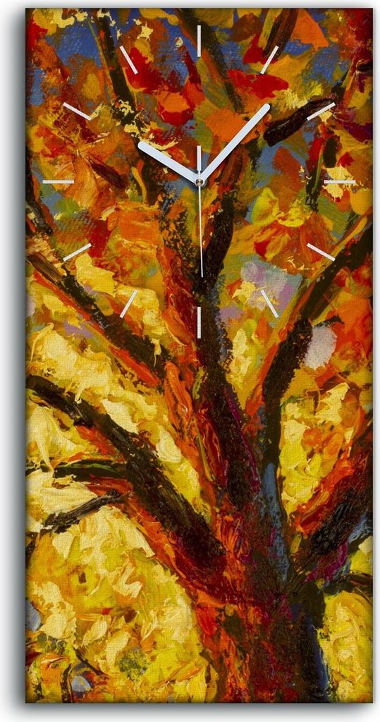 Küchenuhr Bürouhr Leinwand Uhr Kunstdruck 30x60 Landschaft Herbst Baum Kunst - weiße Hände