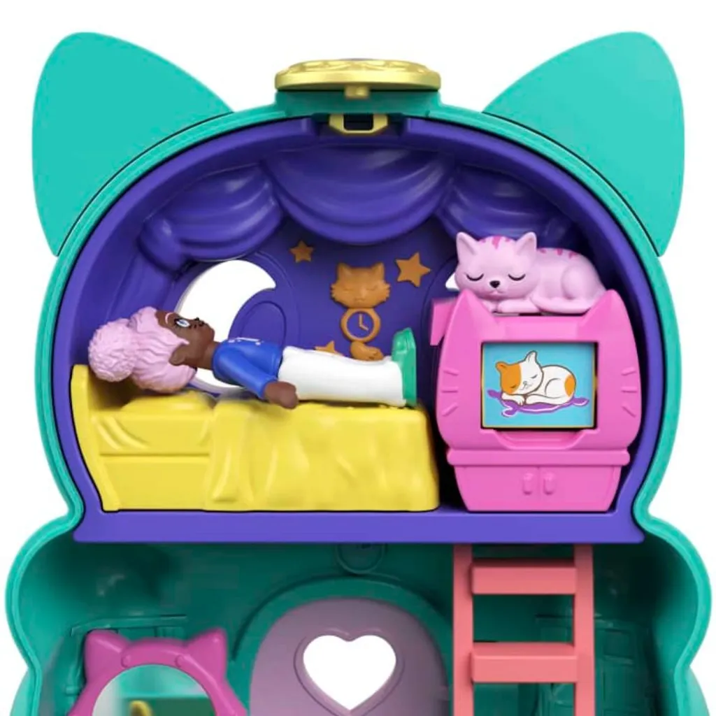 Polly Pocket Coffret Chat Transformable avec Mini-Poupée et Surprises