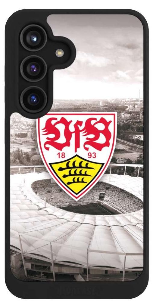 NIVOCASE Hülle für Samsung Galaxy S24 Handyhülle NIVOcore Case Schwarz Offizielles Lizenzprodukt Stadion VfB Stuttgart