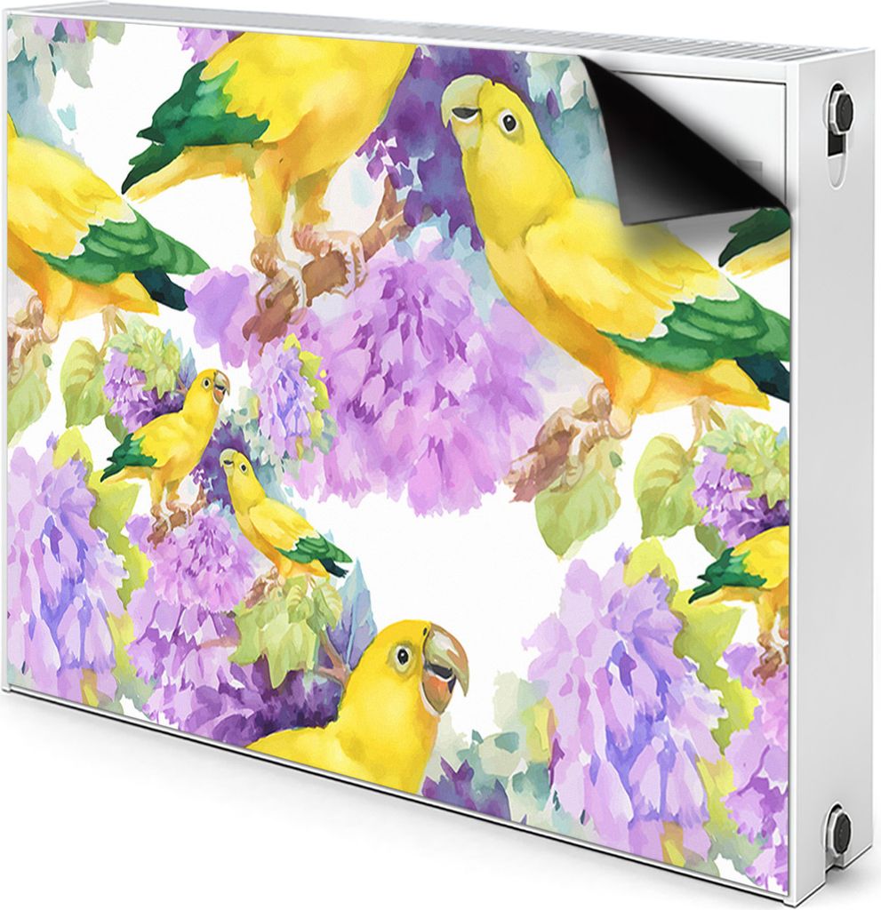 Magnet Radiator Magnet Mat Heizkörperverkleidung Heizkörper-Abdeckung Heizung 80x60 cm - Gelb, Papageien