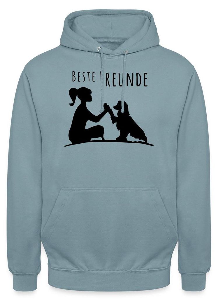 Spreadshirt Beste Freunde | Mensch Und Hund Uni Hoodie, L, Nebelblau