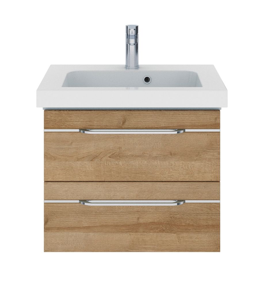 PELIPAL Balto Sprint Bad Möbel / Eiche Riviera quer NB, Waschtisch + Unterschrank 65 cm