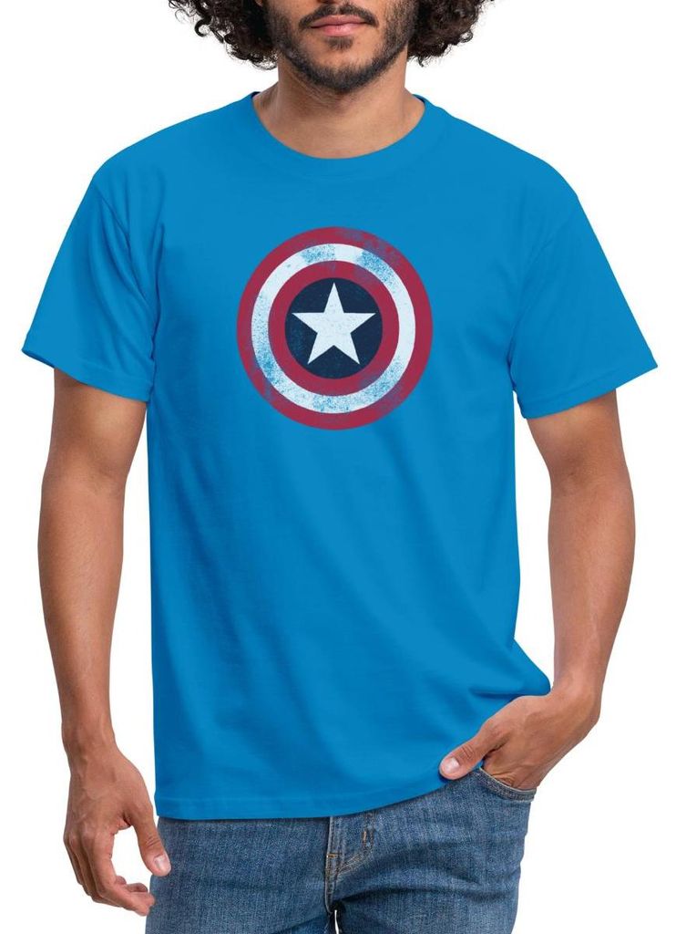 Spreadshirt Avengers Captain America Stern Emblem Männer T-Shirt, S, Royalblau