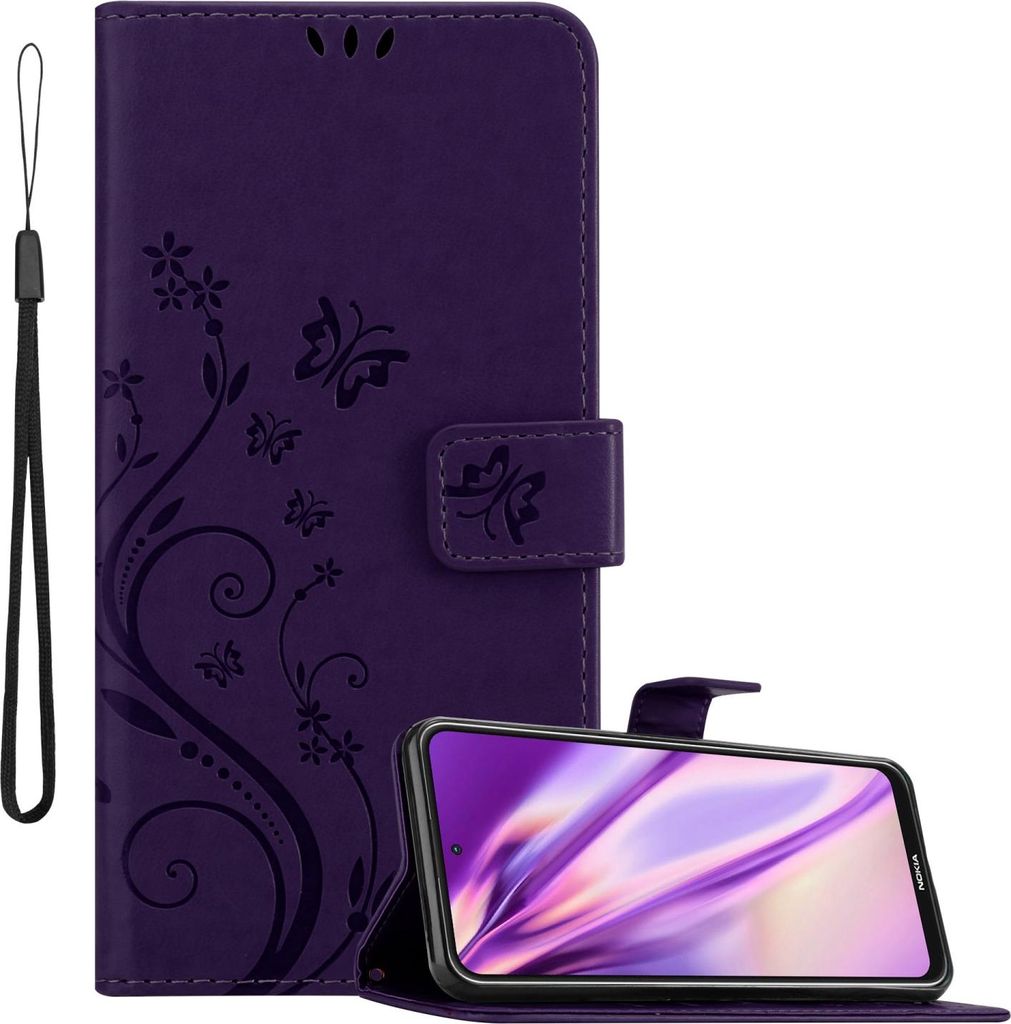 Cadorabo Hülle für Nokia X10 / X20 Schutz Hülle in Lila Schutzhülle Handy Hülle Etui Case Blumen Flower