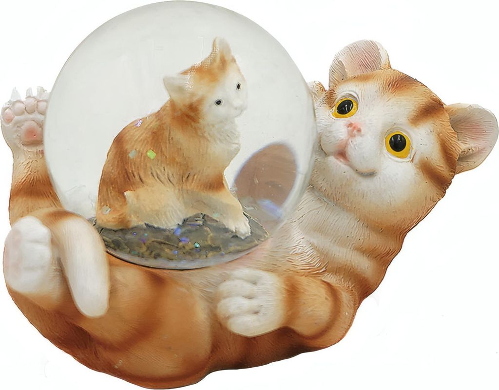 Niedliche Katzenfigur mit Glitzerkugel 9 cm Produktbild 