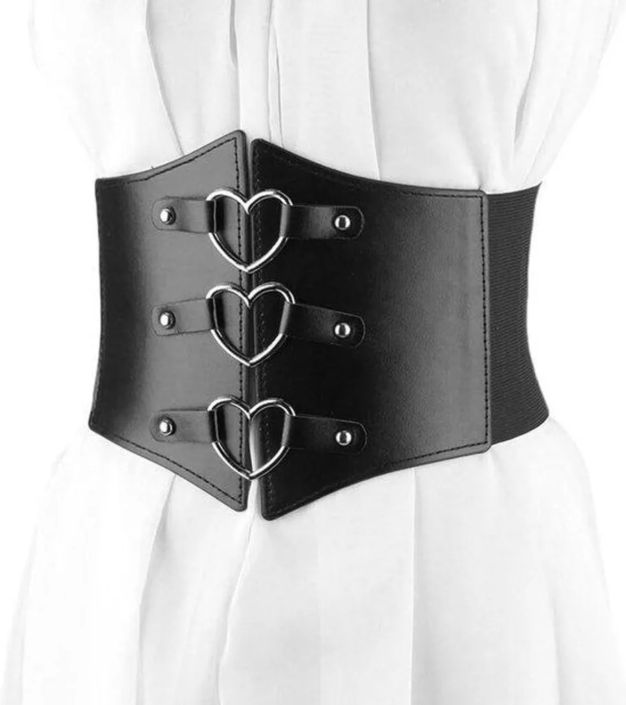 Ceinture élastique large rétro en cuir pour femme - Accessoire vintage