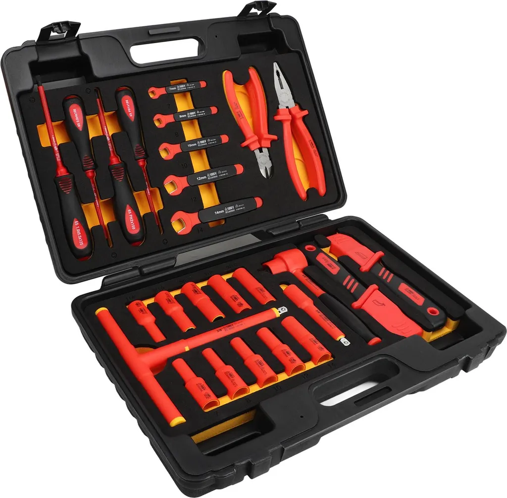 Kit outils isolés 1000V avec douilles et cliquet 3/8 pour moteur hybride