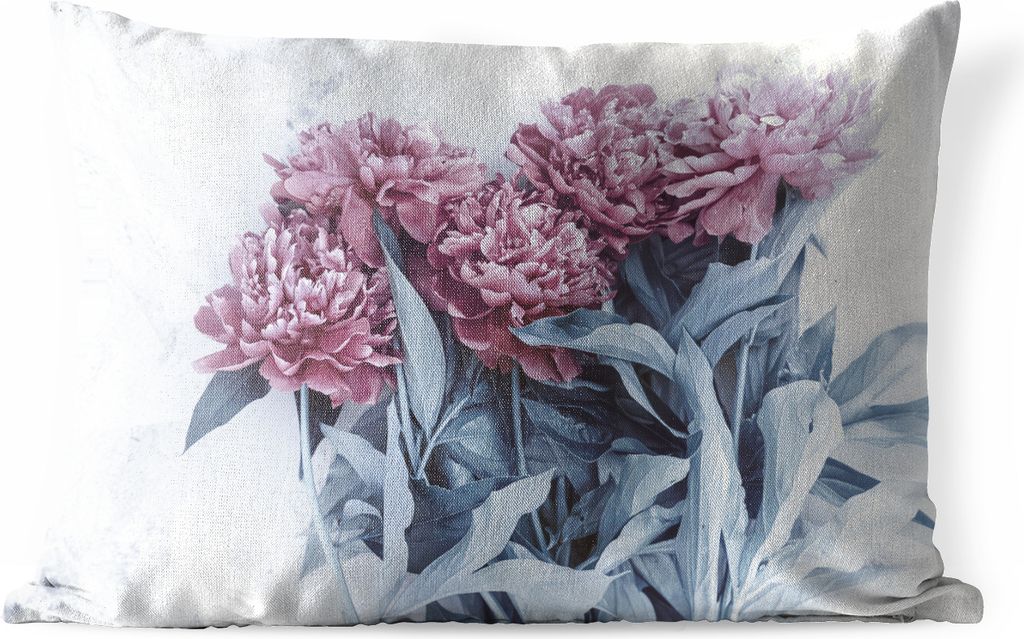 MuchoWow Outdoor Kissen - Burgundische Pfingstrosen - 60x40 cm - Wetterfest - Lounge Kissen - Zierkissen - Kissen für Innenräume