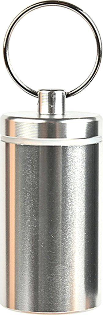 Pillen-Schlüsselanhänger, wasserdicht, rostbeständig, täglich mit kleinem Taschen-Pillendosen-Schlüsselanhänger für den Außenbereich, Silber
