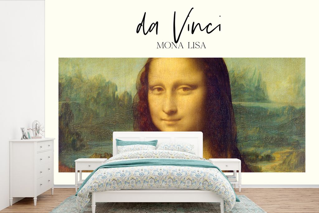 MuchoWow Fototapete für Wohnzimmer oder Schlafzimmer Wandtapete Vinyl Motivtapete Mona Lisa - Da Vinci - Kunst - 525x350 cm - Das Hintergrundbild