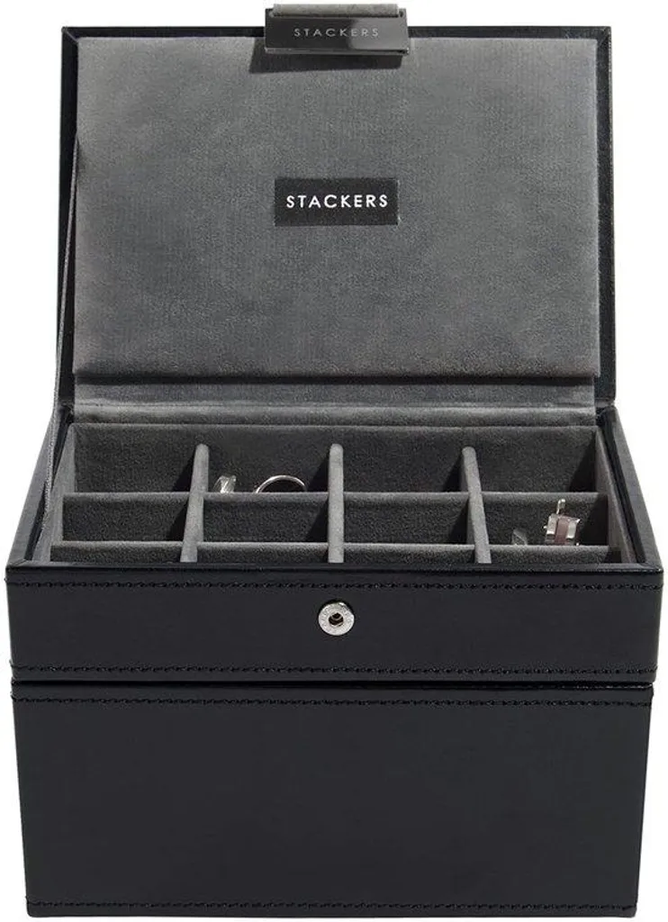 Coffret bijoux homme gris avec serrure sécurisée et rangement montres