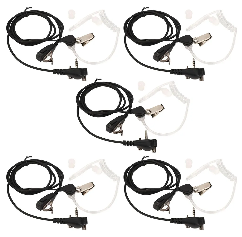 Lot de 5 Casques à Tube Acoustique pour Talkie-Walkie Motorola Noir