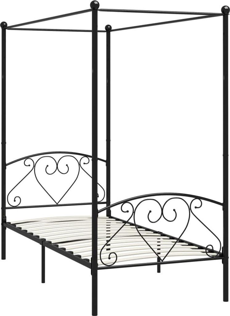 vidaXL Himmelbett-Gestell Schwarz Metall 90 x 200 cm
