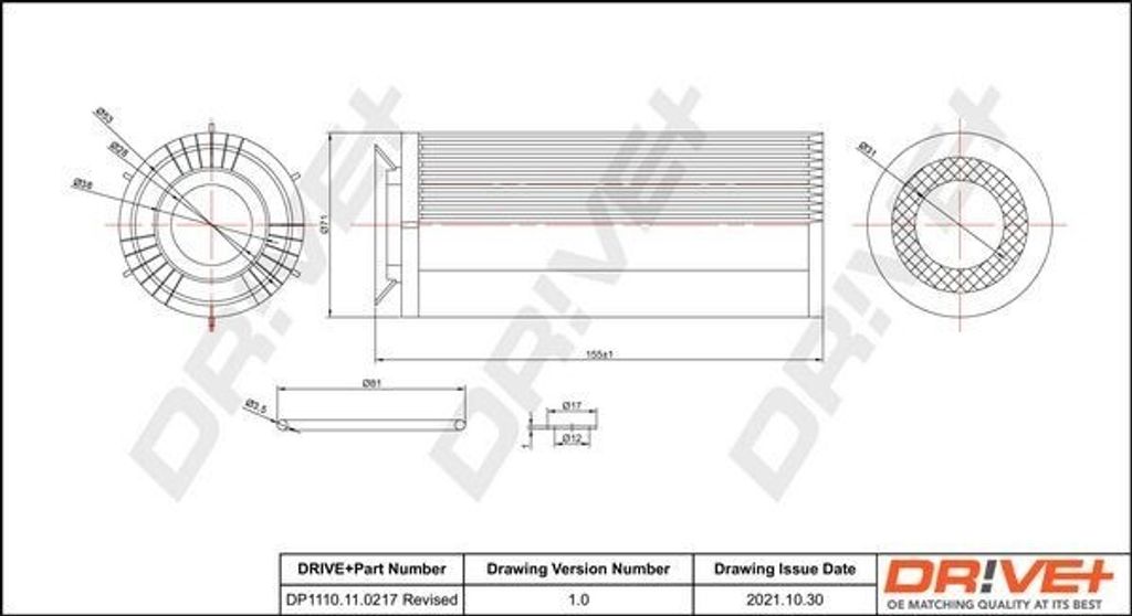 Dr!ve+ DP1110.11.0217 - OE 11427808443 Ölfilter für 3er (E90), 3er (E93), 3er (E92), 3er (E91), 5er (F10), 5er GT (F07), 5er (F11), 7er (F01), X5...