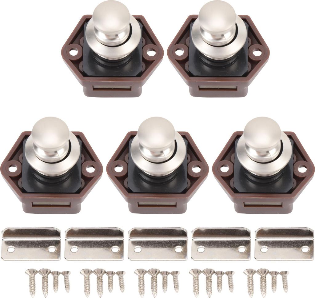 5PCS Push Button Latch Elegant Mehrzweck RV Keyless Schrank Türgriff für Wohnmobil Home Yachts Brown Pearl Ni