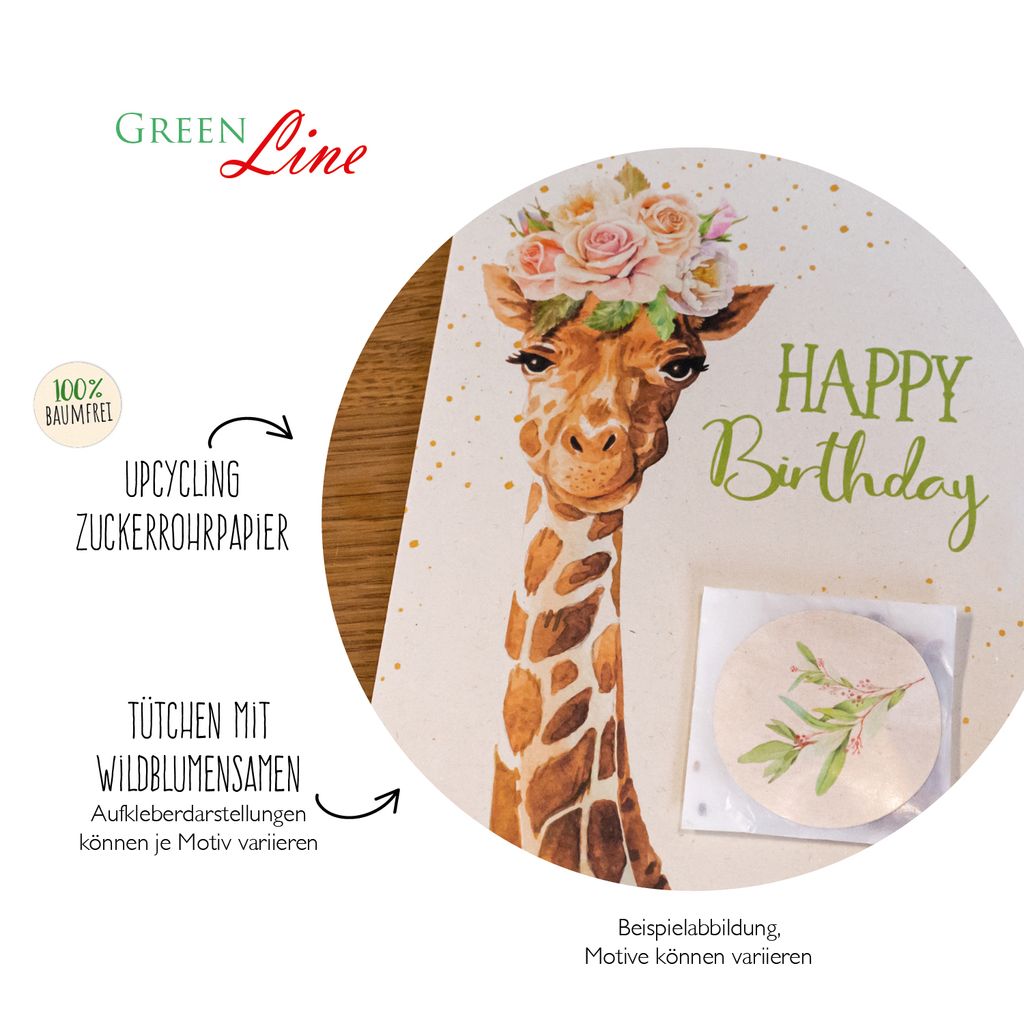 GreenLine Geburtstagskarten mit echten Blumensamen, 8 Stück Produktbild 3