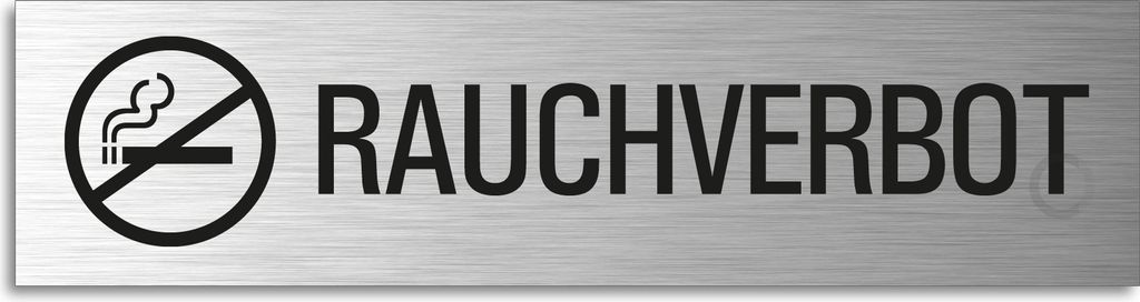 Türschild Rauchverbot Hinweisschild mit Piktogramm Aluminium Edelstahloptik 160x40 mm selbstklebend