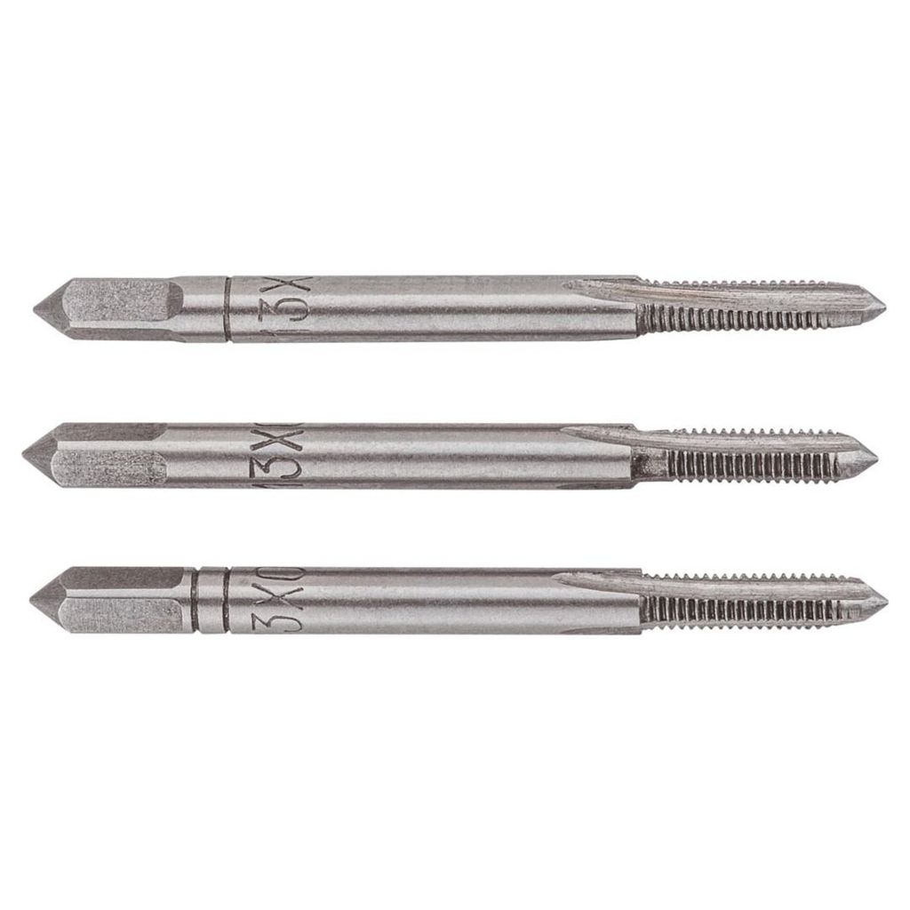 TOPEX Gewindebohrer M3, 3 St., Wolframstahl, Aufbewahrungsbox aus Kunststoff, DIN352