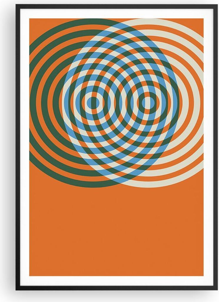 Gerahmtes Poster - Schwarzer Rahmen - Abstraktion Modern Kreise - 70x100 cm - Wand Bild - Wanddeko - Wandbilder - Kunstposter - Wandposter - Bilder...