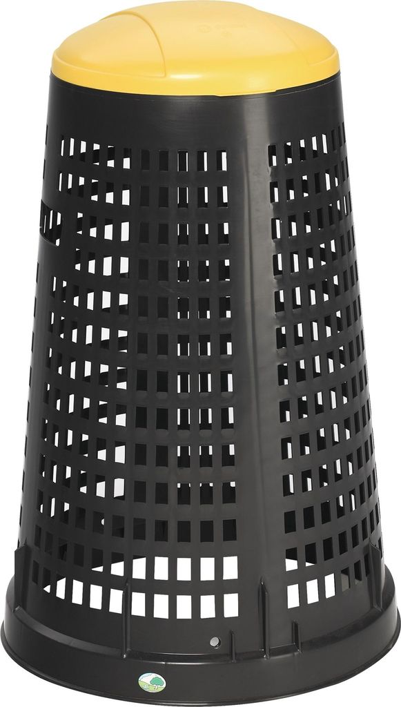 Korbständer D525xH880mmPP schwarz Deckel gelb f.120l Säcke Produktbild 