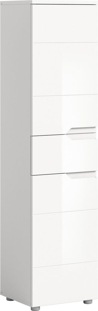 Solero Badschrank 2 Türen, 1 Schublade Weiß hochglanz, weiß.