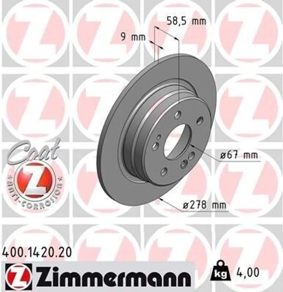 Disque de Frein Haute Performance Zimmermann 400.1420.20 Coat Z R129