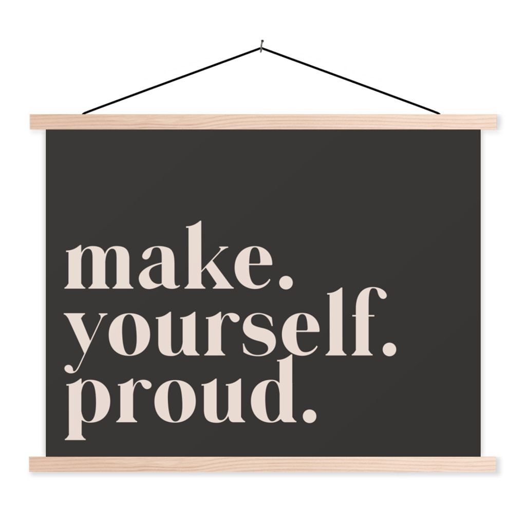 MuchoWow Textilposter Zitate - Mach dich stolz - Selbstliebe - Selbstvertrauen - Text 60x45 cm mit holzfarbenen Rahmen - Bild