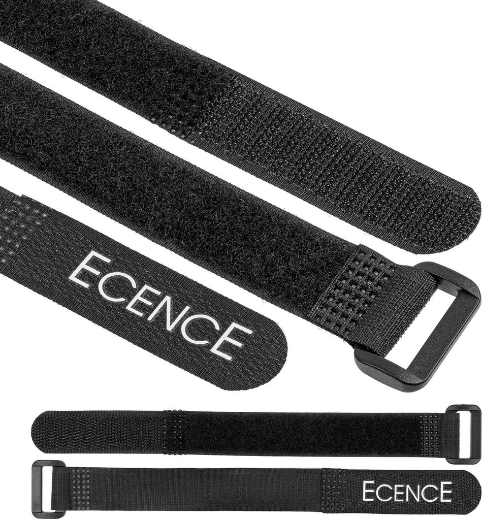 ECENCE Klettverschluss für Kabel, 12er Set Kabelbinder-Klett für Drähte, Schnüre, Kabel, Univer