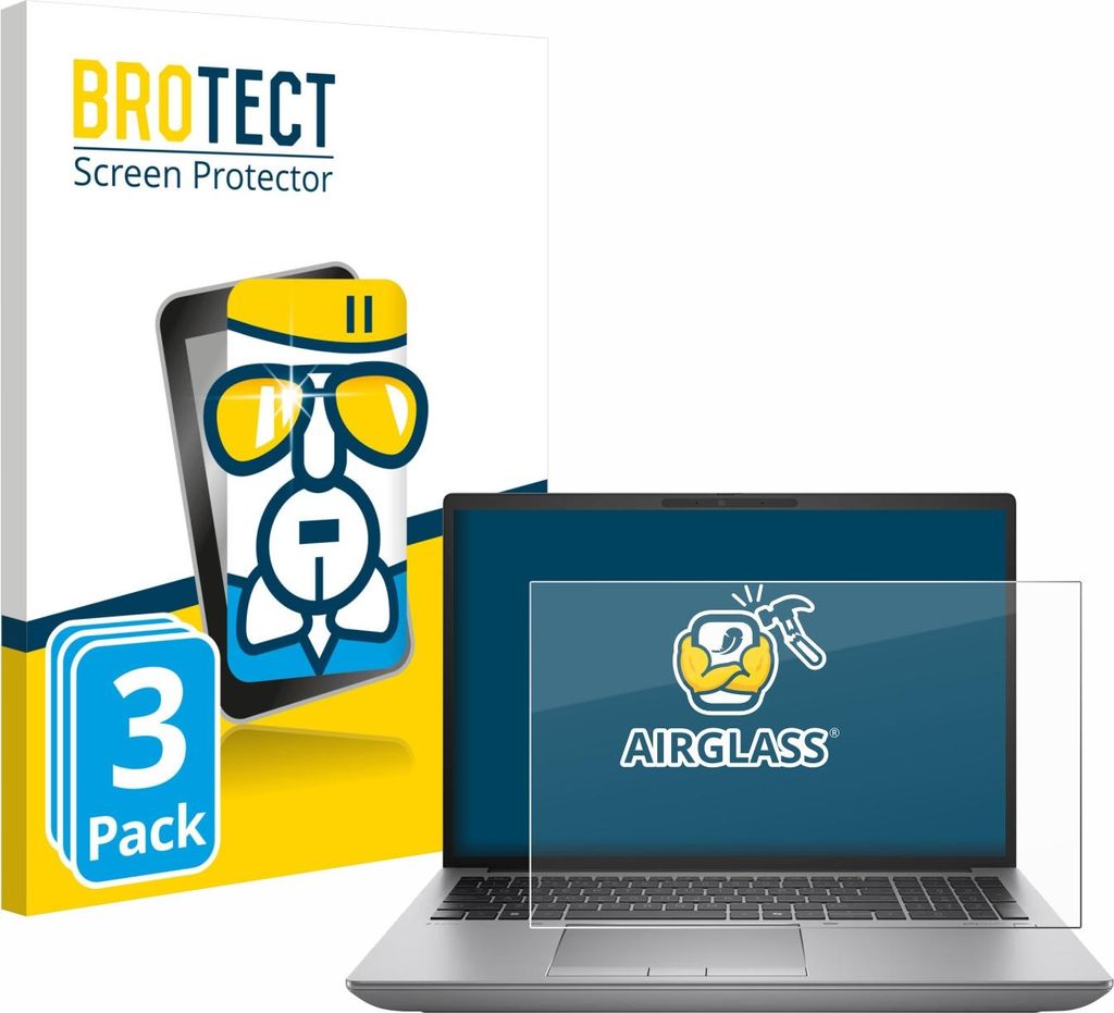 3x BROTECT Schutzglas für HP ZBook Fury 16 G11 Non-Touch Schutzfolie Panzer Folie Glas Display Schutz klar