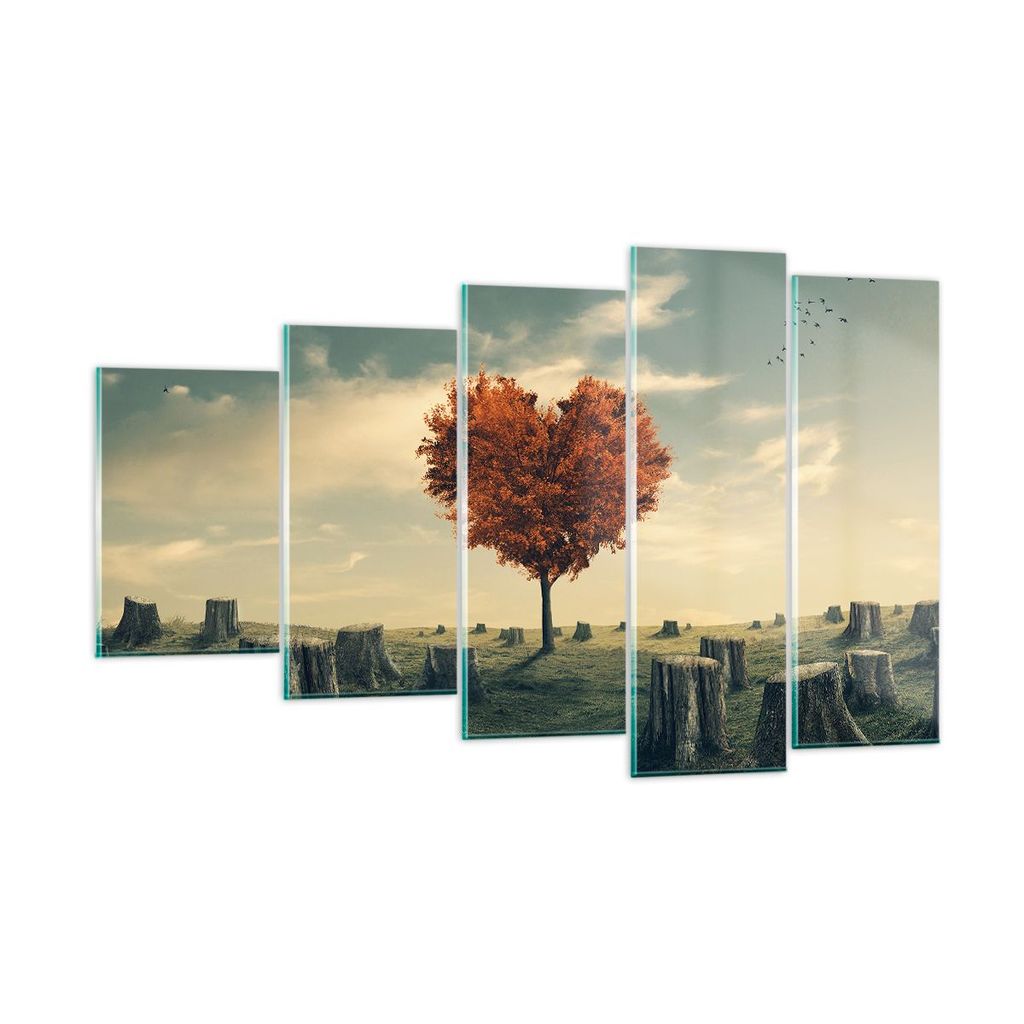 Bilder auf glas - Baum Natur Wiese - 100x60cm - Glasbilder - Wandbilder - Kunstdruck - zum Aufhängen bereit - Wanddekoration aus Glas - Glas Bilde...