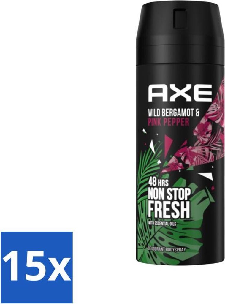 Ax - Deodorant Bodyspray - 48h Fresh - Wilde Bergamotte & Rosa Pfeffer - 150 ml - Vorteilspack - 15 Stücke