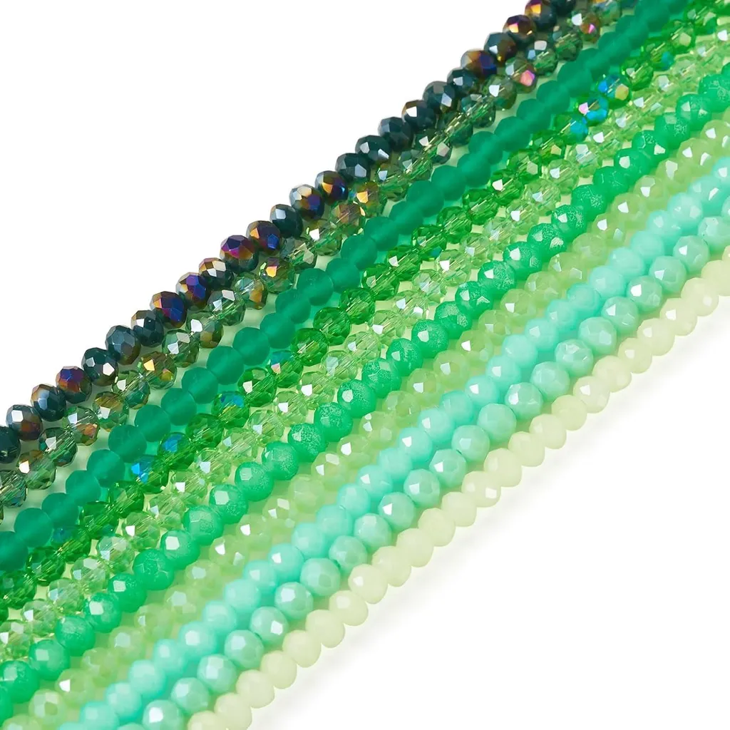 10 brins perles de verre à facettes vert mat cristal pour bijoux DIY