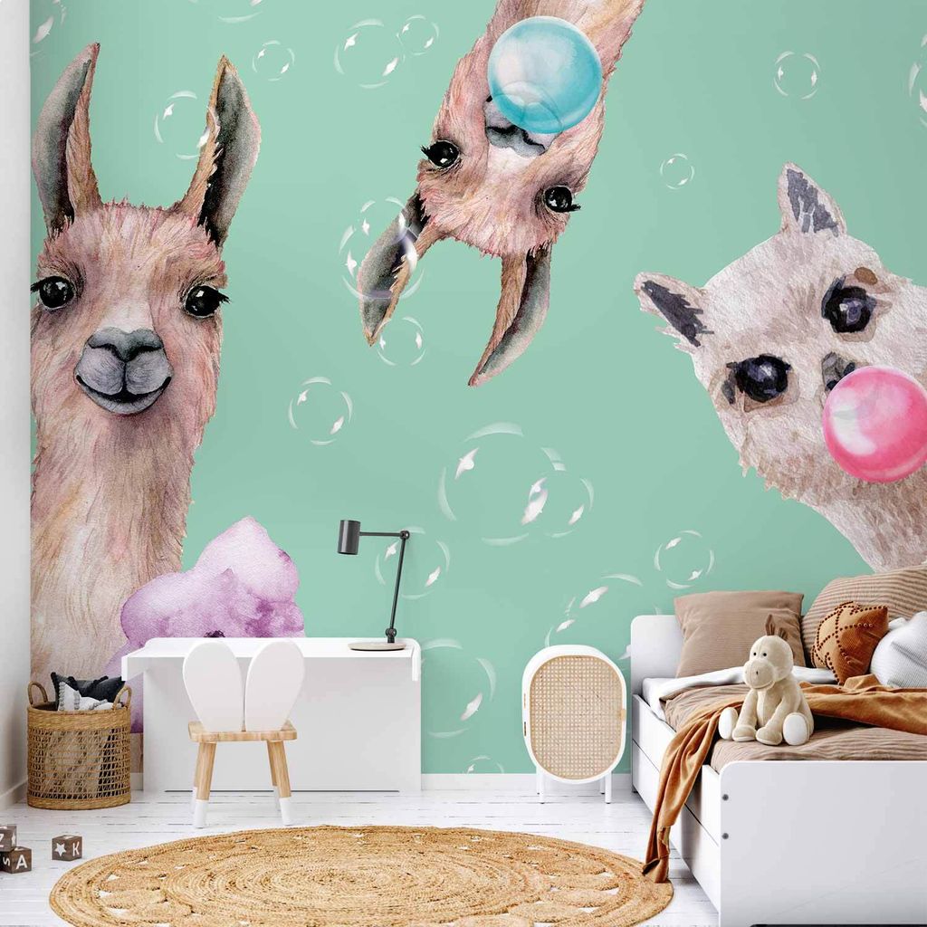 Vlies Fototapete - Crazy Llamas 350x256 cm Für Kinder e-C-0079-a-a