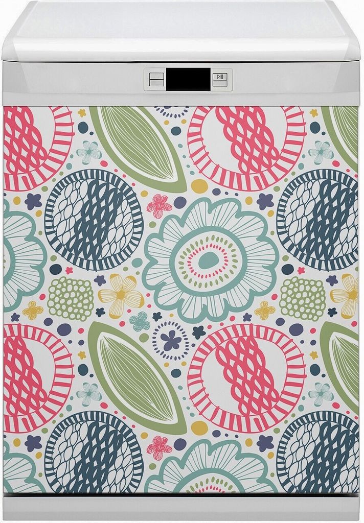 Magnete Dekorative Magnet Folie für Geschirrspüler 60x80 cm Küche - Farbige Blumen