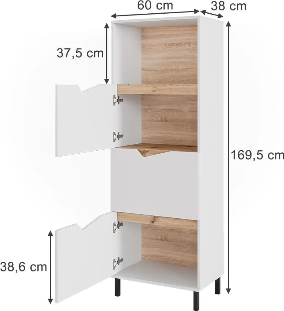 Armoire de rangement haute Vicco Marelle 4 compartiments blanc