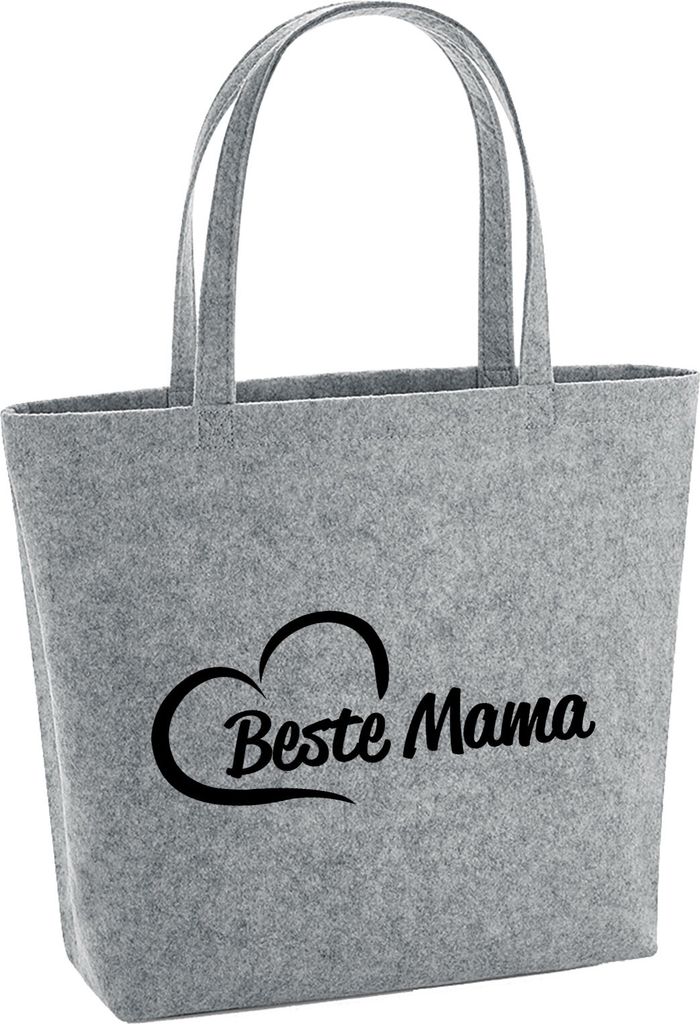 Huuraa Filzshopper Beste Mama Herz 22 Liter Grey Melange Filztasche Geschenkidee