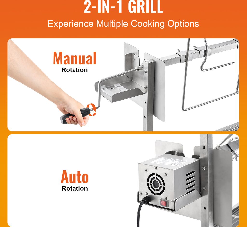 Edelstahl Drehspieß Grill - Elektrischer Rotisserie Grill Für Garten & Camping