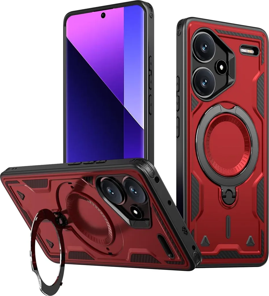 Custodia Protettiva Rossa Xiaomi Redmi Note 13 Pro+ 5G Armatura con Anello