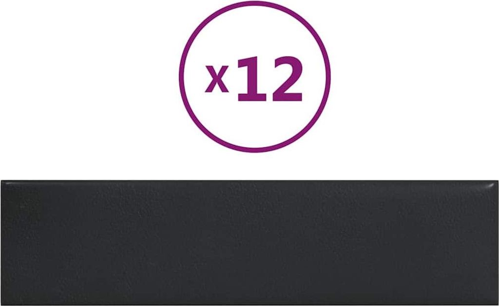 vidaXL Wandpaneele 12 Stk. Schwarz 60x15 cm Kunstleder 1,08 m²